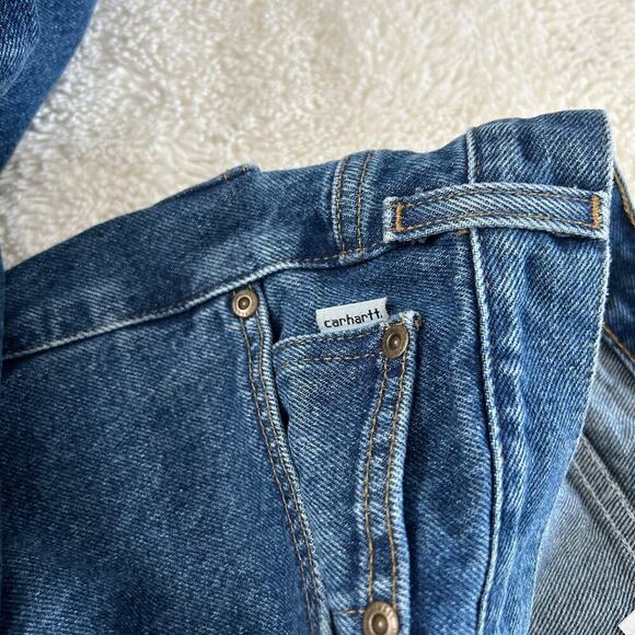 Mens Carhartt Jeans Relaxed Straight Leg Blue Denim Size 44x20 B17D8T Workwear - Picture 5 of 7